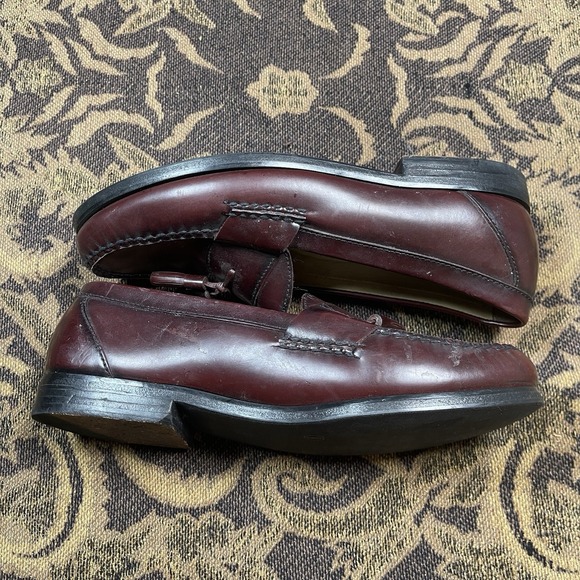 G.H. Bass Shoes Mens 9 D Burgundy Leather Tassel Lace Loafers Slip On Harris - Picture 1 of 9